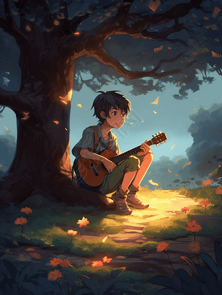 背着吉他动漫的专题模板-背着吉他动漫的图片素材下载-我图网