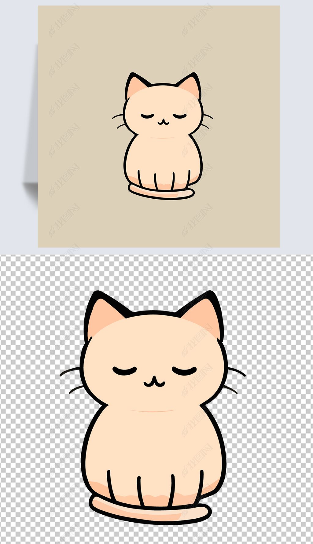 禅定的猫卡通动物简约形象矢量设计海报素材免扣元素