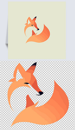 矢量简约狐狸创意设计海报素材极简主义艺术免扣元素