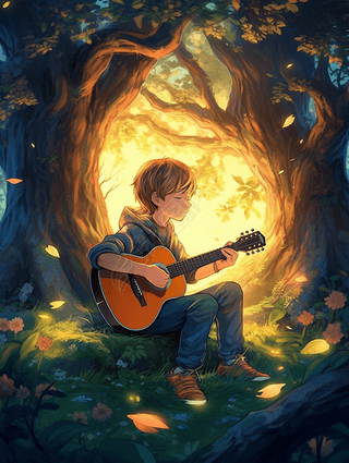 背着吉他动漫的专题模板-背着吉他动漫的图片素材下载-我图网