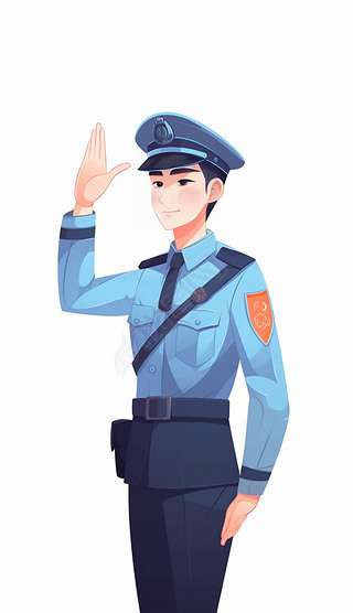 3一个警察在敬礼时露出手臂,数字艺术作品