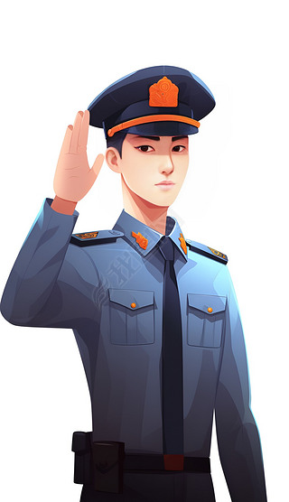 4一个警察在敬礼时露出手臂,数字艺术作品