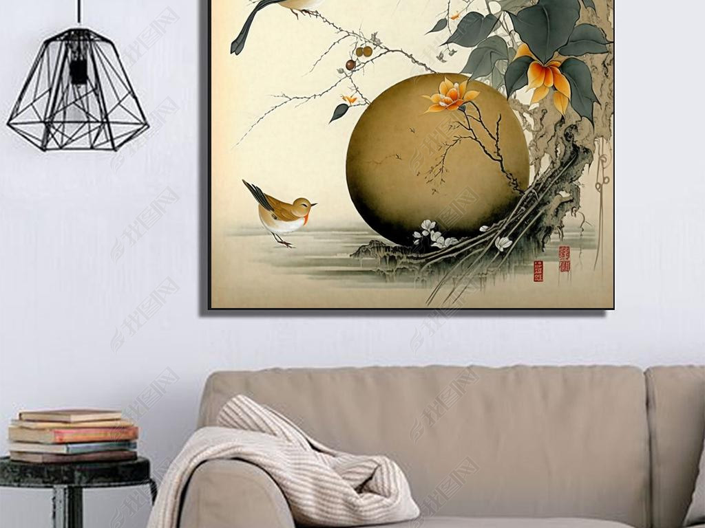 Chinese Gourd Flower and Bird Landscape Figure Painting