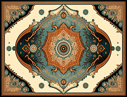 印度式曼德勒地毯风格的迷幻插画艺术布料