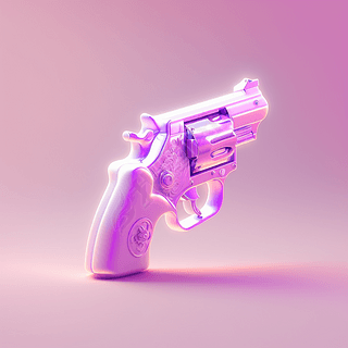 3D Rendering of Pistol Icon with Volumetric Light and 8K Resolution