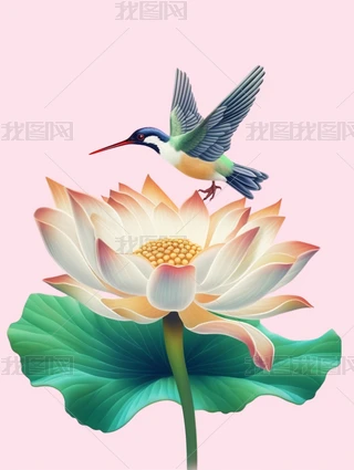蓮花 花鳥圖 78-清-余穉-花鸟图十二开-05-长尾寿诞鸟