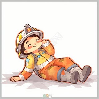 火焰消防员卡通图案轻松幽默风格