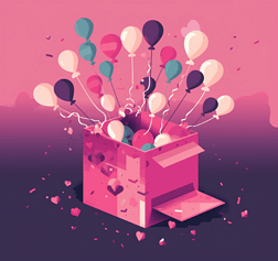 送上气球的可爱贺卡萌趣元素让您的生日更精彩！