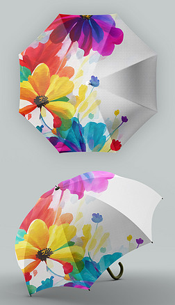 中国风唯美田园花卉水彩雨伞太阳伞遮阳伞
