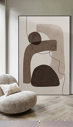 现代抽象肌理油画几何艺术客厅玄关装饰画2