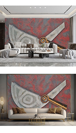 抽象红色油画图案纹理电视沙发背景墙壁纸壁画