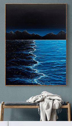 现代克莱因蓝荧光海手绘大海装饰画4