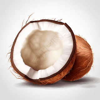 可爱彩色椰子矢量插图和数字绘画免费PNG下载