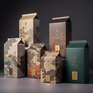 高端茶叶包中国风山水画包装设计2