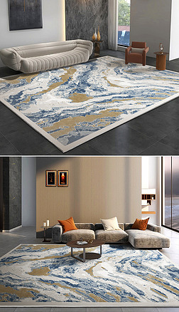 现代抽象主义轻奢复古地毯地垫