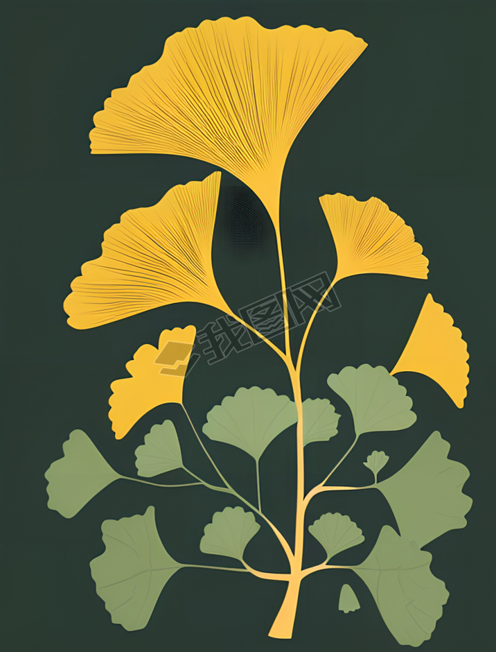 Ginkgo biloba leaf flower vector art decor poster for your home廭ͼ