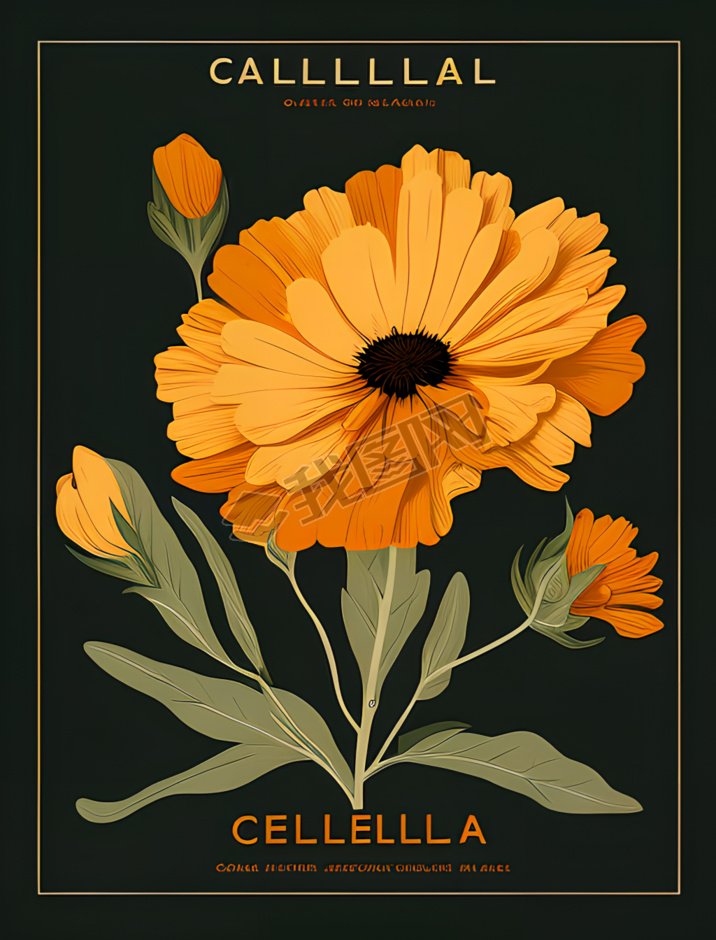 Calendula officinalis ͼƽƲ廭ͼ