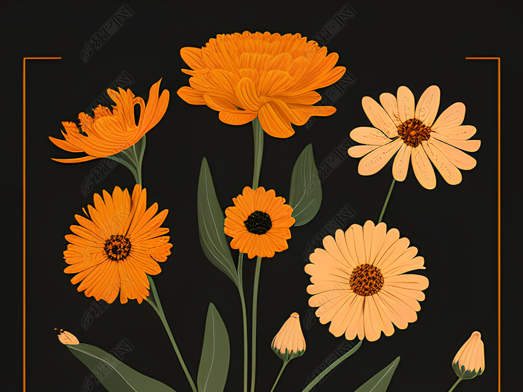 гӡˢCalendula officinalisʽƲ廭ͼ