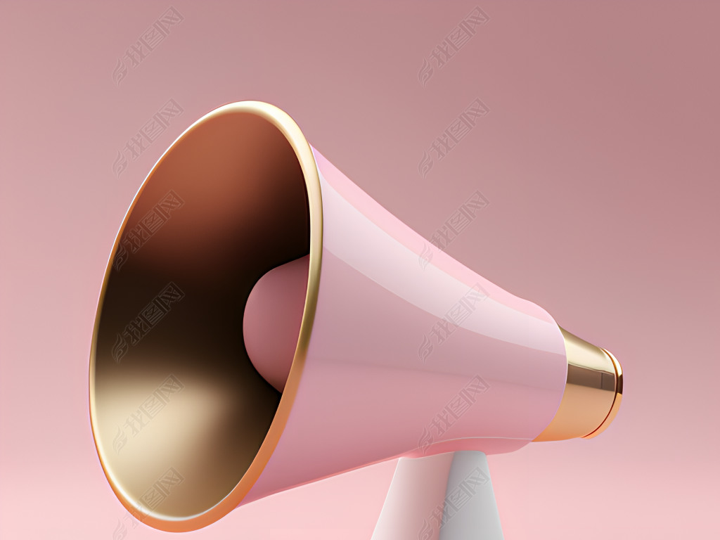 8K Megaphone Icon Design with Volumetric Light on Pink and White BackgroundԪ