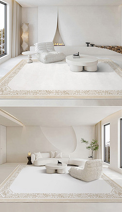 现代极简抽象欧式花纹轻奢客厅卧室地毯地垫