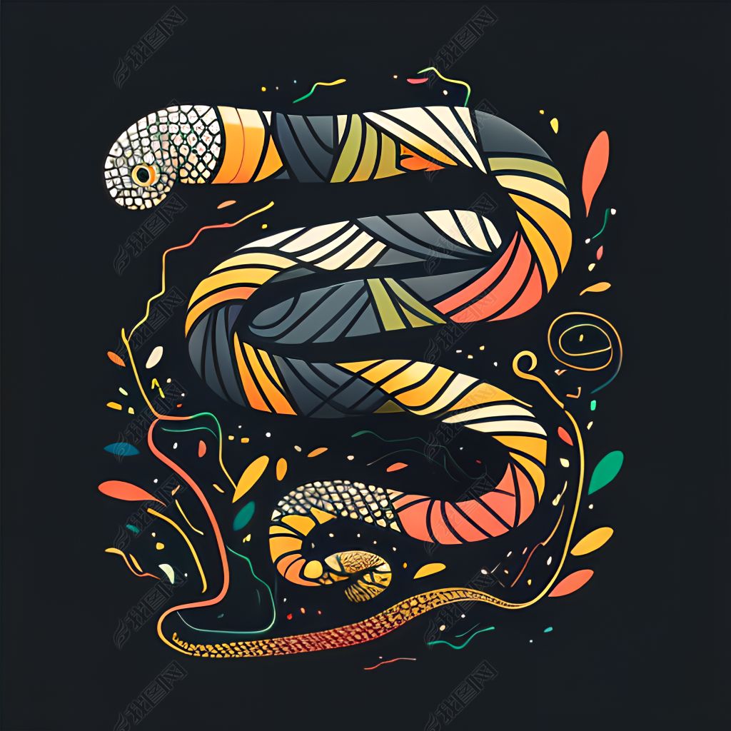 扁平插画风格的蛇矢量艺术设计元素