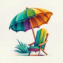 简约风格休闲椅雨伞矢量图免费下载元素