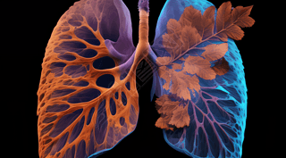 人体器官之肺8K摄影图库浪漫写意的深橙天蓝色调高清摄影图