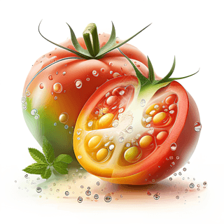 可爱的番茄插图和数字绘画素材 软边和凝细节高清摄影图