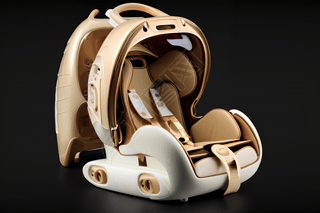 如何正确安装儿童汽车座椅 白色和米色豪华款高清摄影图