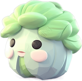 可爱的等距卷心菜表情包元素