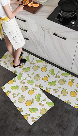 现代简约抽象水果浴室厨房地垫脚垫防油垫