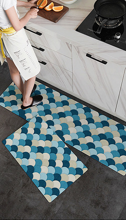 现代简约抽象几何浴室厨房地垫脚垫防油垫