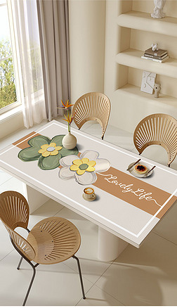 北欧小清新花朵茶几垫皮革餐桌垫ins风高级感桌布