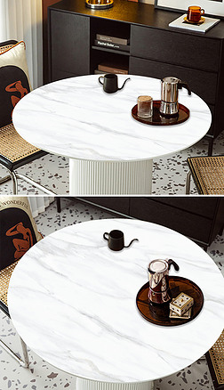 现代简约桌布轻奢高级感灰色大理石茶几圆形桌垫台布