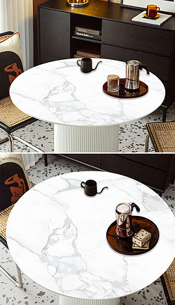 现代简约桌布轻奢高级感灰色大理石茶几圆形桌垫台布