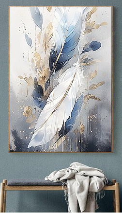 现代简约梦幻羽毛装饰画