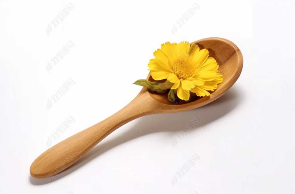 菊花茶甘菊茶花茶美容养颜木勺 (3)高清摄影图