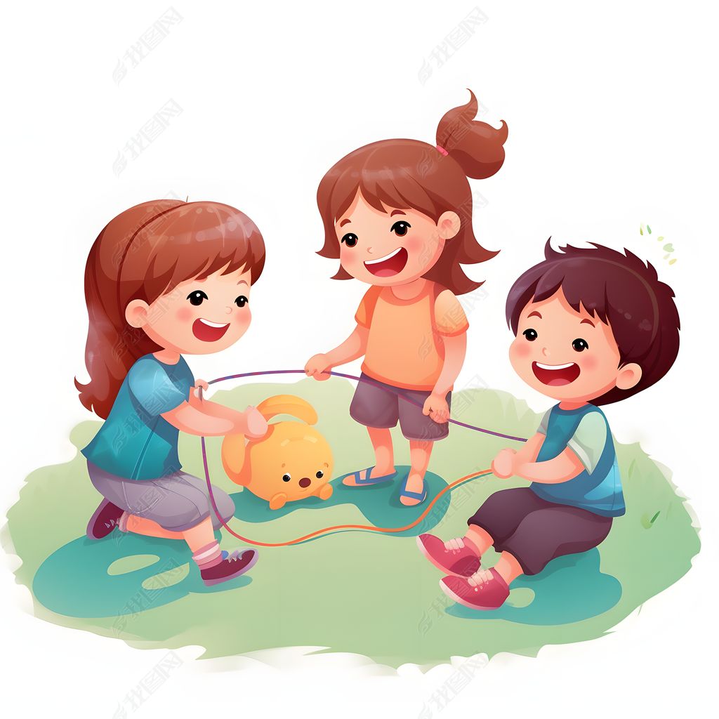 手绘六一儿童节男孩女孩开心玩游戏插图元素17