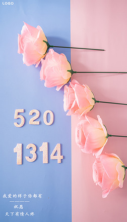 520粉色玫瑰高清摄影宣传海报