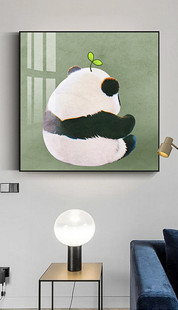 玄关装饰画餐厅壁画熊猫摆画北欧温馨卧室床头挂画4