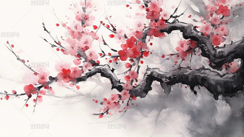 梅花萬杂墨 梅花水墨画下载-编号32417364--我图网