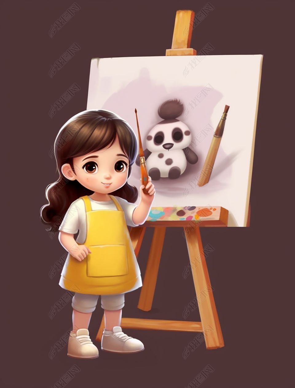 儿童节3d立体可爱人物画画元素