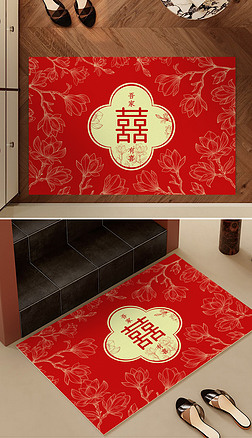 新中式红色喜庆婚礼结婚地毯婚庆地垫