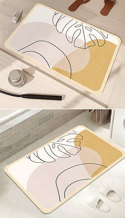 现代轻奢花朵浴室垫防滑吸水浴室脚垫地毯地垫