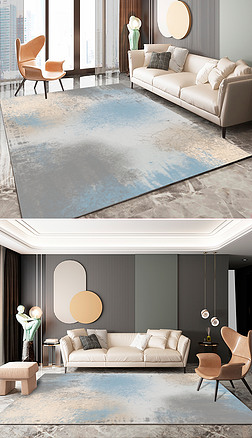 北欧简约现代轻奢抽象金线几何地毯客厅图案地垫