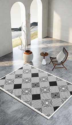 欧式花纹几何波点客厅沙发地毯地垫设计