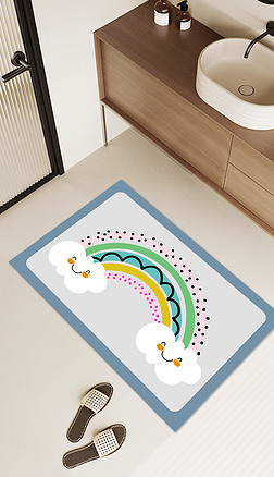 卡通可爱彩虹浴室地垫儿童地毯