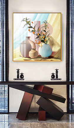 小清新手绘油画花卉现代简约客厅玄关装饰画晶瓷挂画