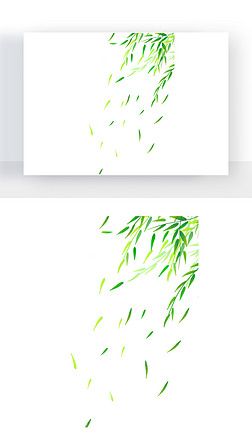 手绘绿色植物插画落叶元素