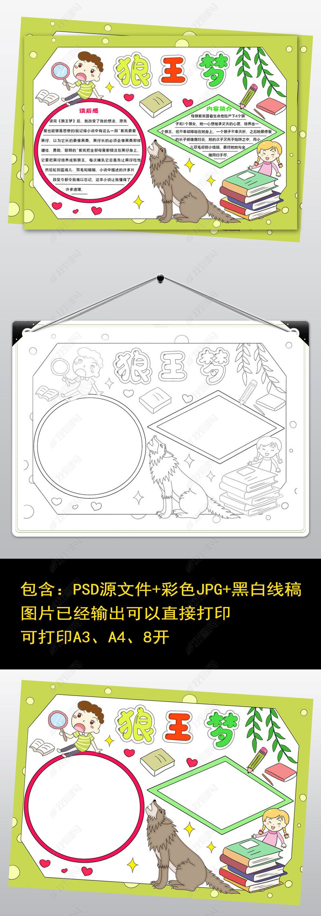 1797狼王梦手抄报读书小报好书推荐假期阅读小报